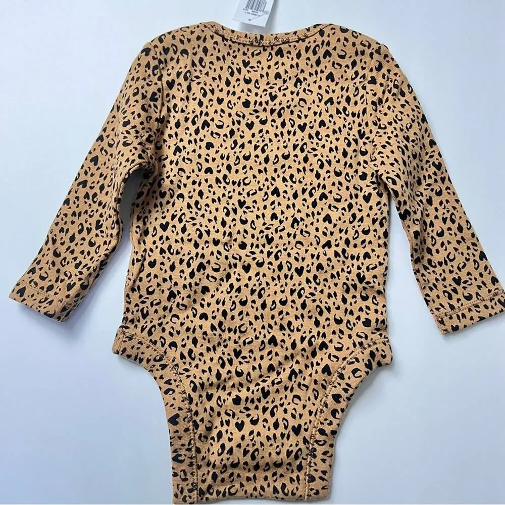 Old Navy Baby Girl Crew Neck Animal Print One-piece Long Sleeve Sz 3-6 M